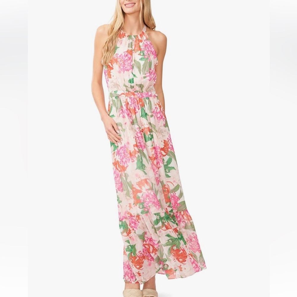 CeCe Floral Halter Maxi Dress